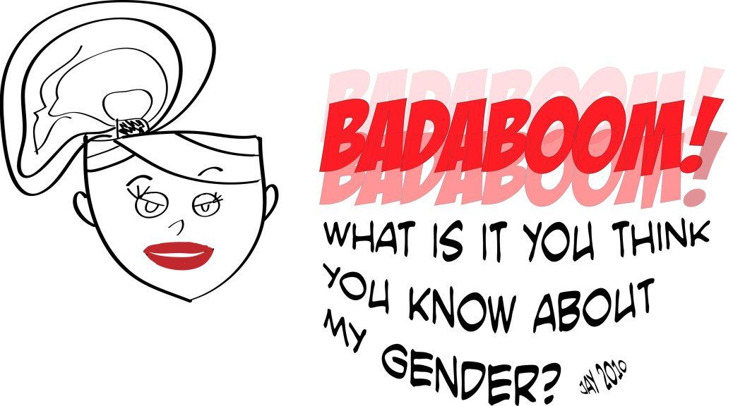 Cartoon super hero asks what do you know about my gender?